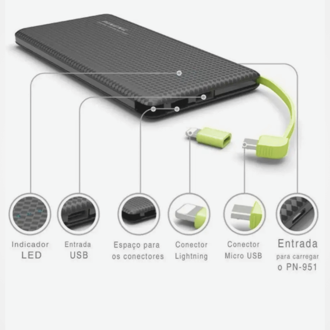 Carregador Portátil de Celular - 10.000mah para IPhone e Android