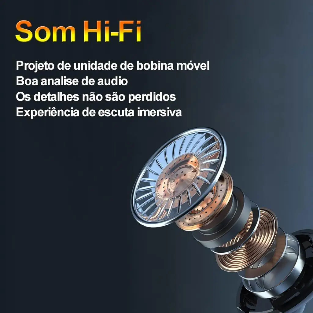 Fone De Ouvido, Sem Fio, Bluetooth 5.1 M10, Estereo, com Case Carregador em Led