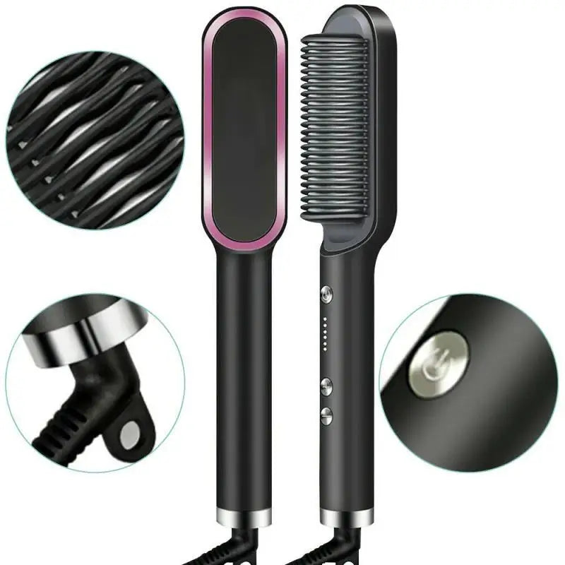 Escova Alisadora, 5 em 1 - Alisa, Hidrata, Modela, Alinha e Anti-Frizz