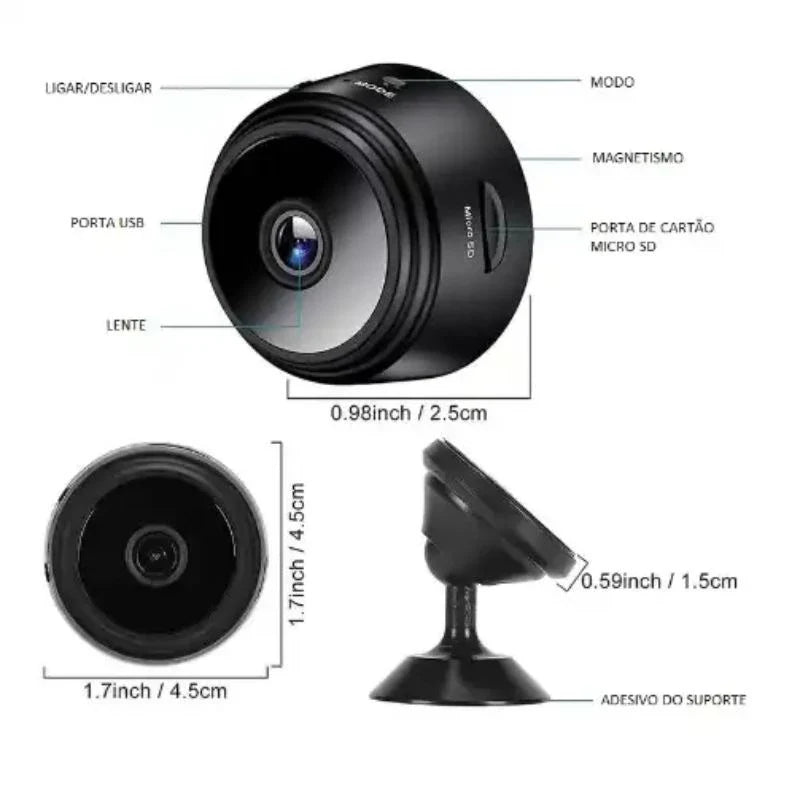 Kit de 3 Mini Câmeras WiFi, com Gravador De Vídeo 1080P.