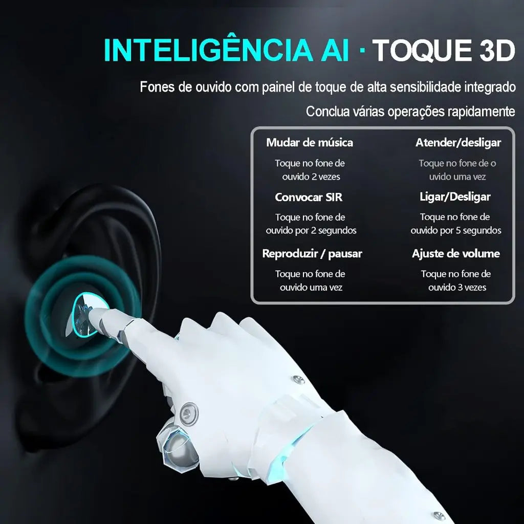Fone De Ouvido, Sem Fio, Bluetooth 5.1 M10, Estereo, com Case Carregador em Led
