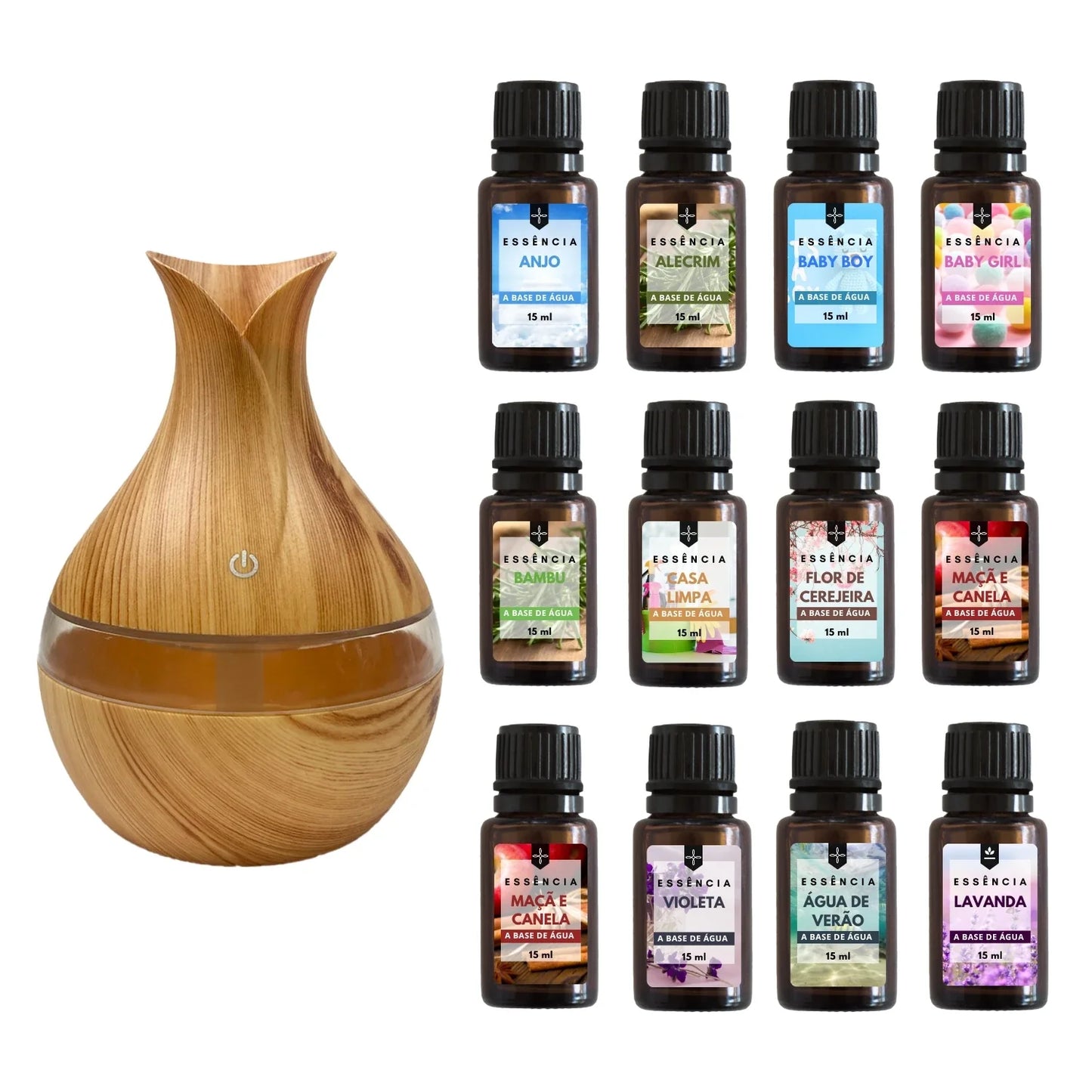 Kit 5 Essências Concentradas 15ml Para Umidificador de Ambiente - A Base de Água
