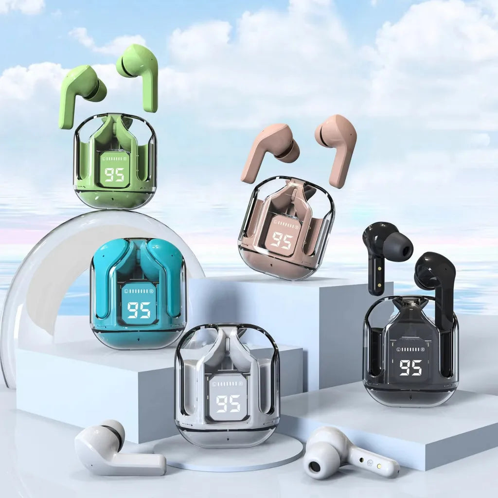 Fone de Ouvido, Hi Fi, Bluetooth, Transparente, TWS-V5