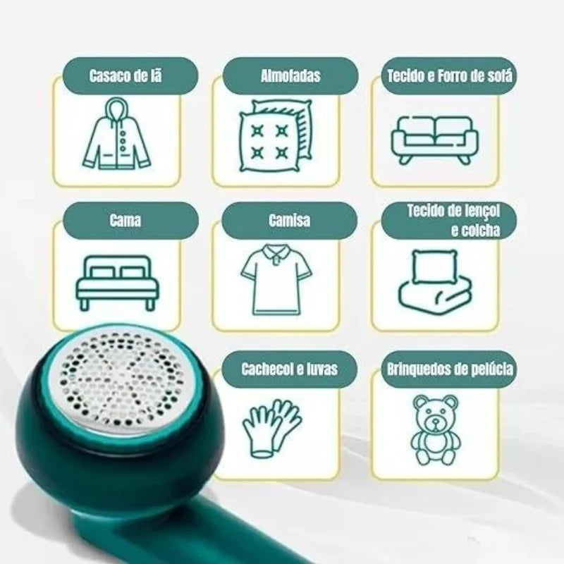 Removedor de Bolinhas Elétrico - Aspira Pelos de Roupas, Sem Fio e Recarregavel