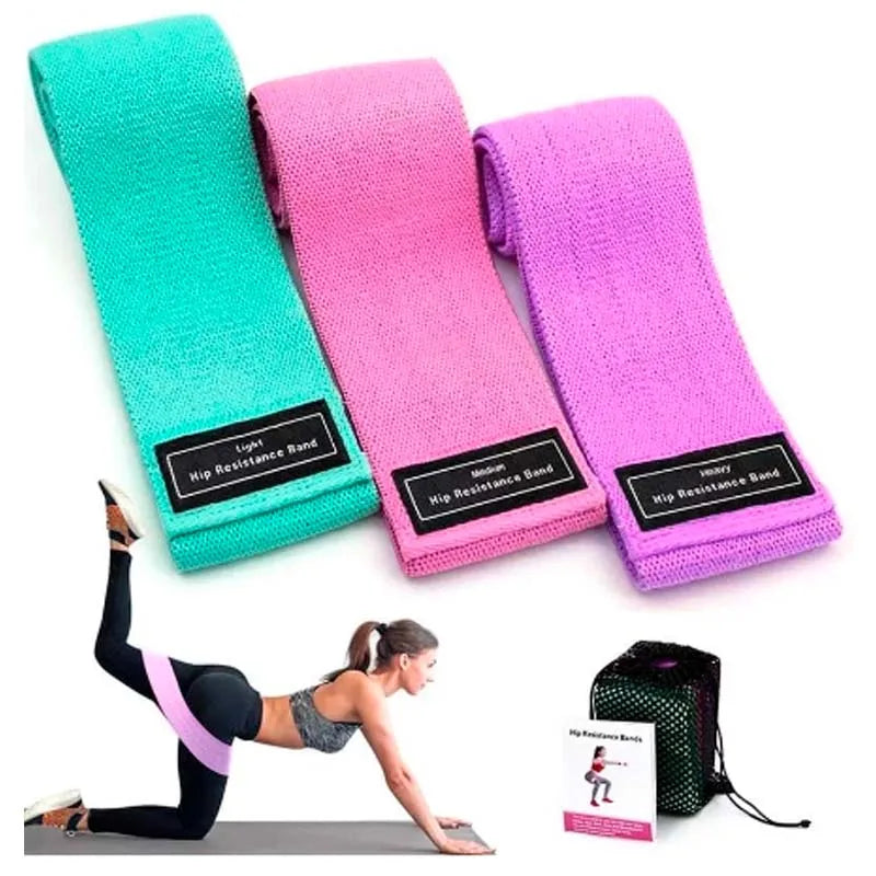 Kit 3 Faixas Elástica de Resistência para Yoga, Pilates e Treino Academia