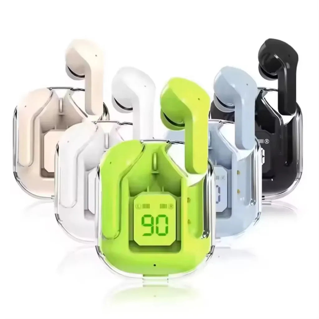 Fone de Ouvido, Hi Fi, Bluetooth, Transparente, TWS-V5