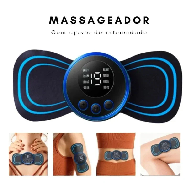 Mini Massageador Eletrico Portatil - EMS - Alivia Dores no Corpo.