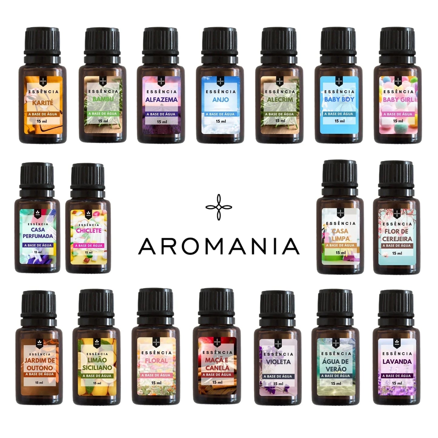 Kit 5 Essências Concentradas 15ml Para Umidificador de Ambiente - A Base de Água