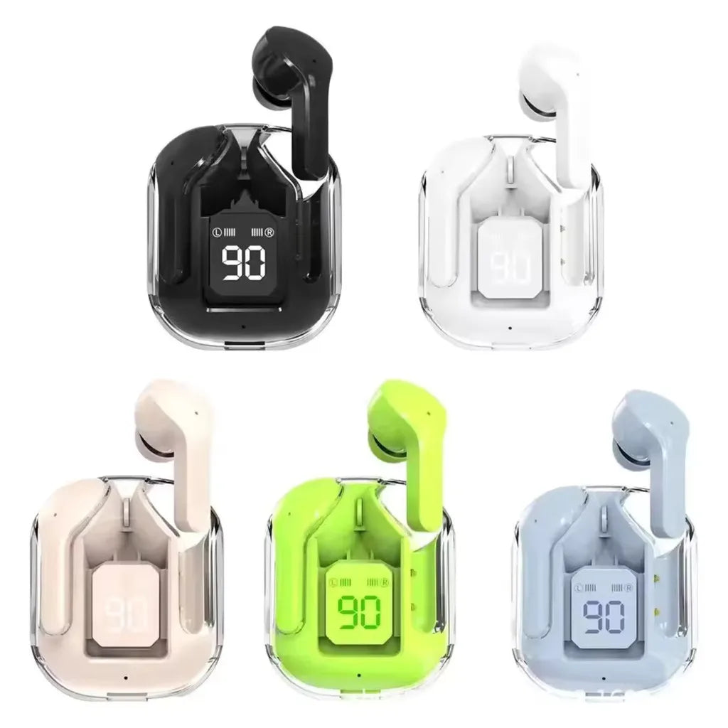Fone de Ouvido, Hi Fi, Bluetooth, Transparente, TWS-V5