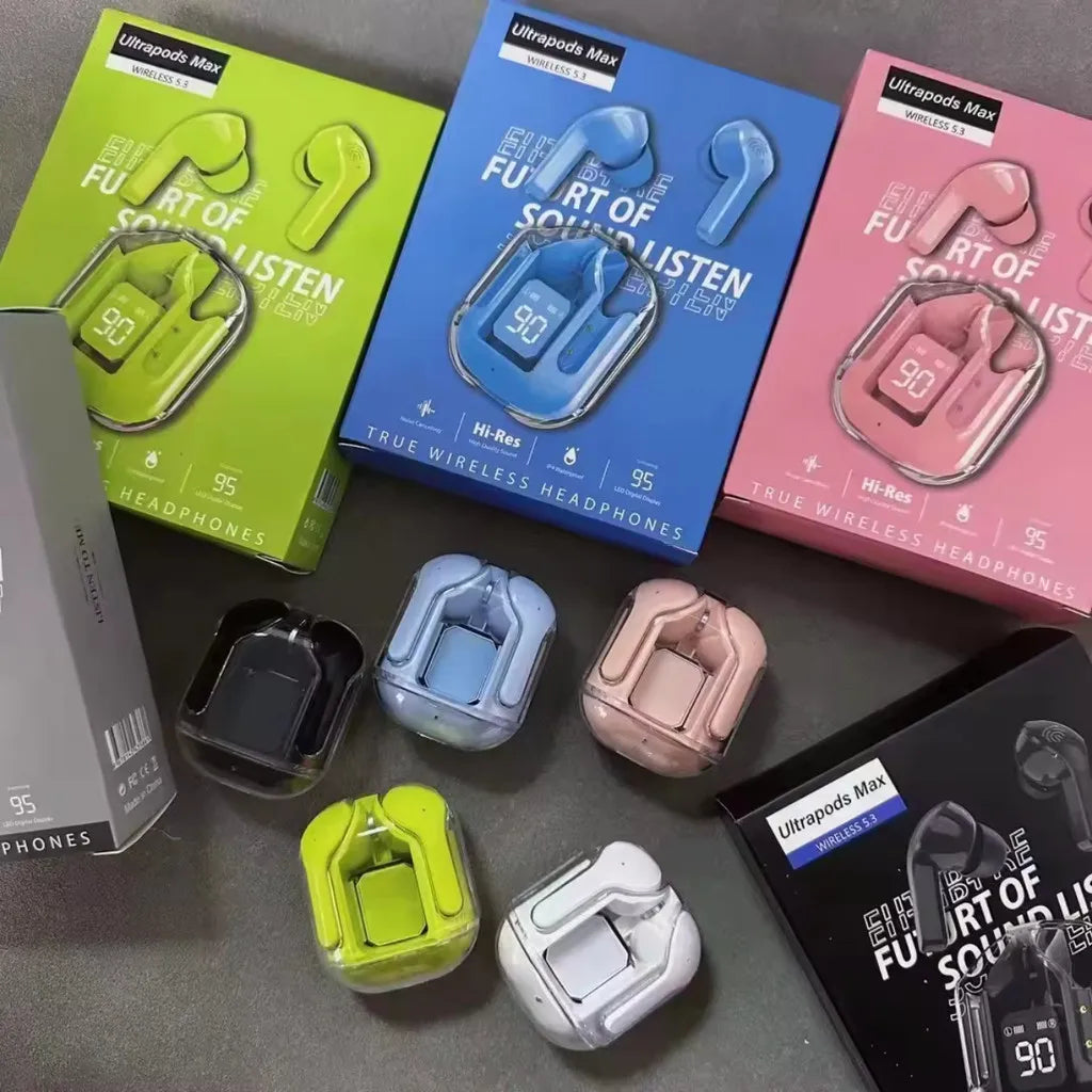 Fone de Ouvido, Hi Fi, Bluetooth, Transparente, TWS-V5