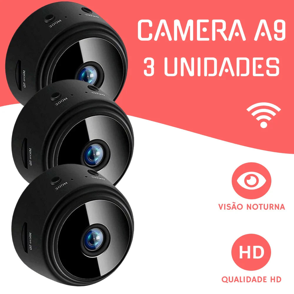 Kit de 3 Mini Câmeras WiFi, com Gravador De Vídeo 1080P.