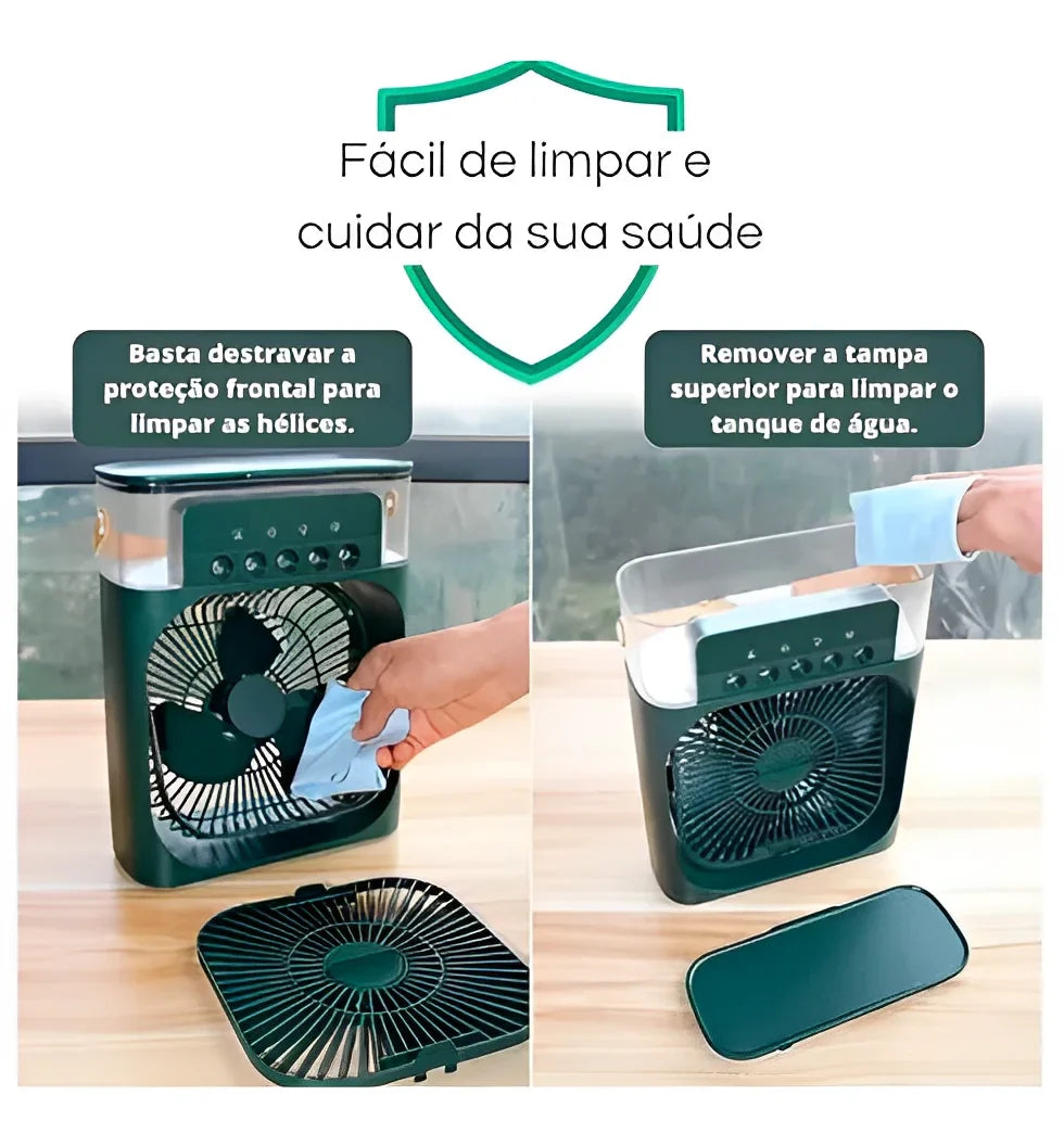 Ventilador, Umidificador de Ar - Portátil, Com Led e Reservatório de Água Embutido