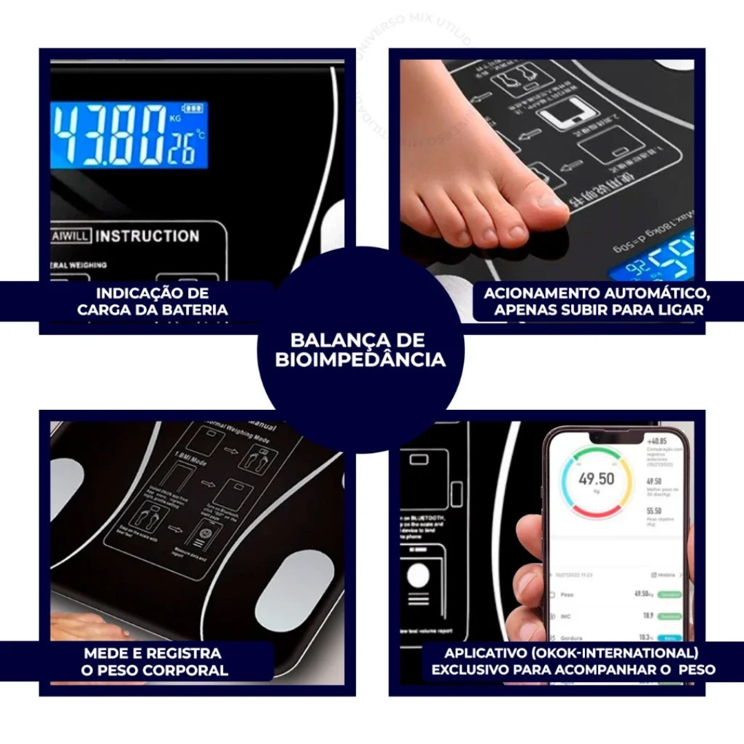 Balança Bioimpedancia, Digital com Bluetooth - Resultado Pelo Celular