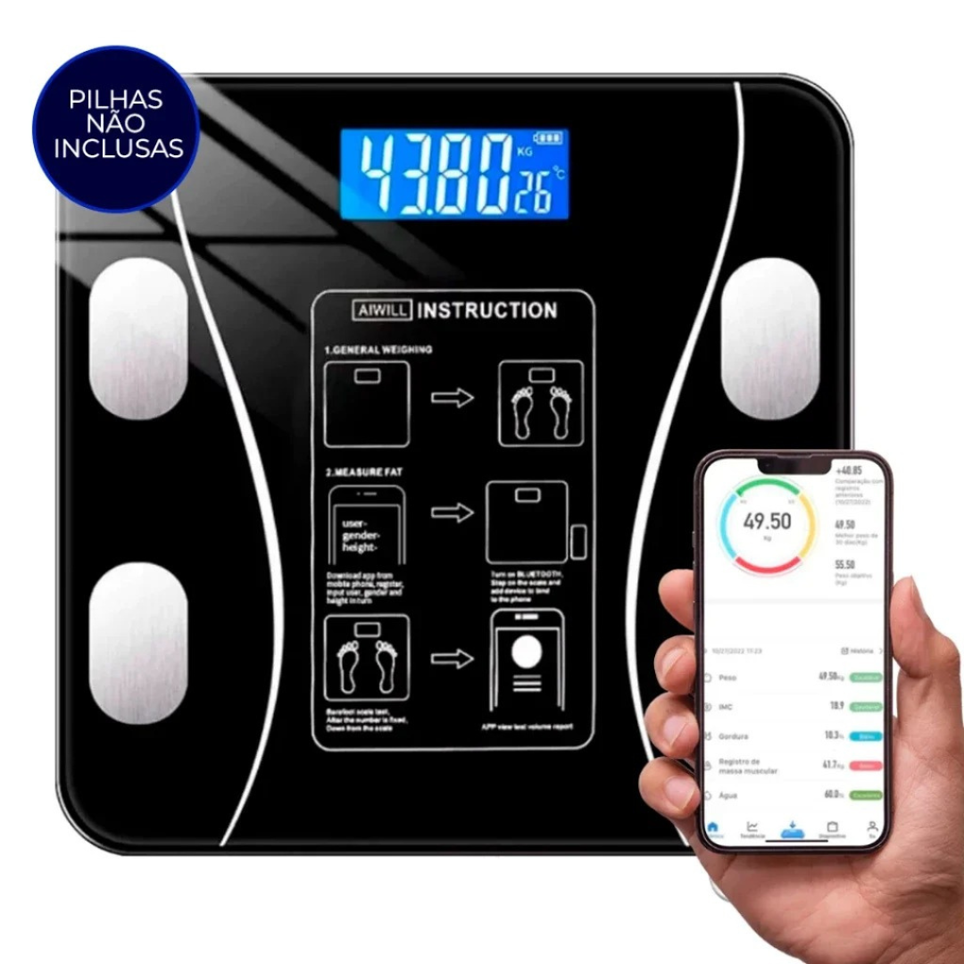 Balança Bioimpedancia, Digital com Bluetooth - Resultado Pelo Celular