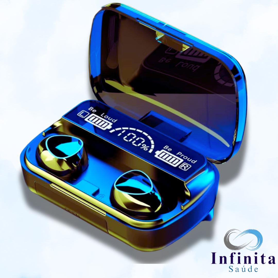 Fone De Ouvido, Sem Fio, Bluetooth 5.1 M10, Estereo, com Case Carregador em Led