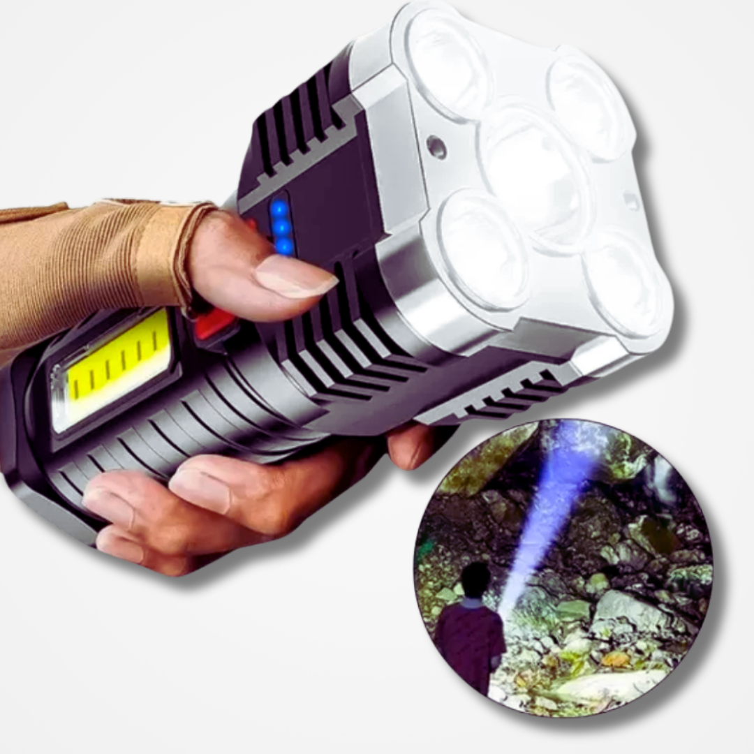 Lanterna com Luz LED Multi-Funcional, Portátil, USB Recarregável, 5 em 1-Ultra Brilhante