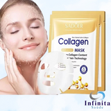 Conjunto de 5 Máscaras Faciais Hidratantes de Colágeno Antirrugas