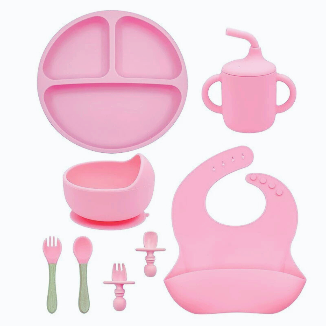 kit 8 Peças de Silicone para Alimentação de Bebês