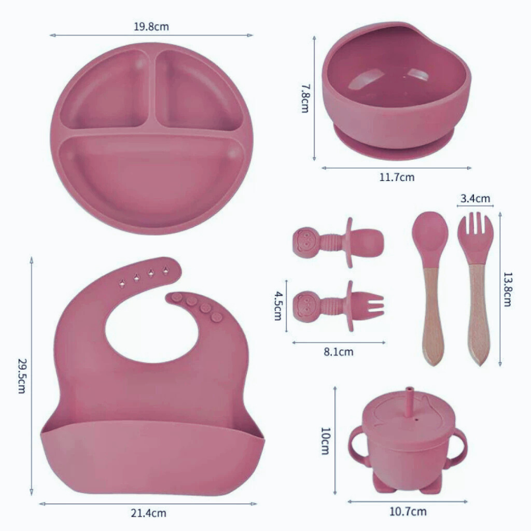 kit 8 Peças de Silicone para Alimentação de Bebês