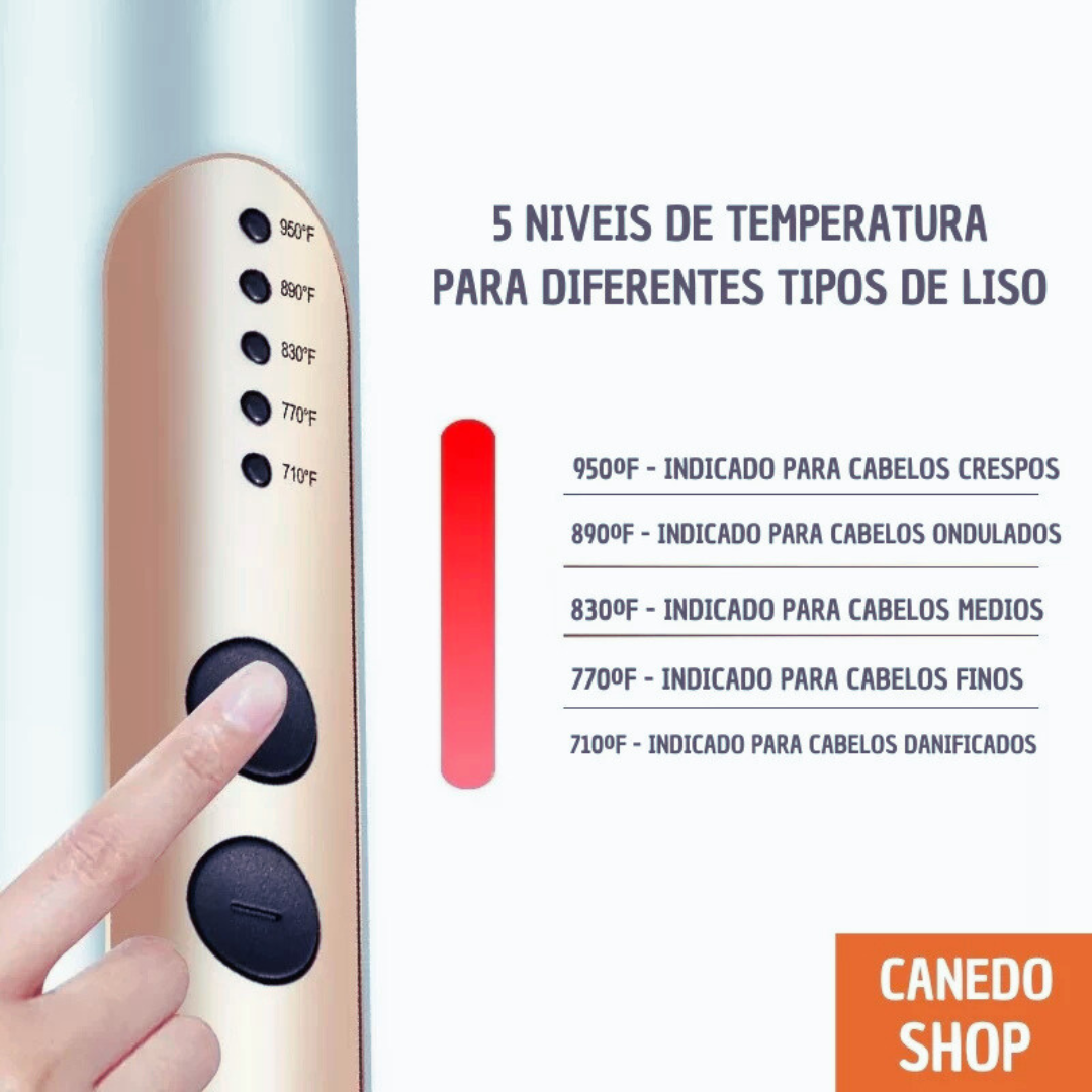 Escova Alisadora, 5 em 1 - Alisa, Hidrata, Modela, Alinha e Anti-Frizz