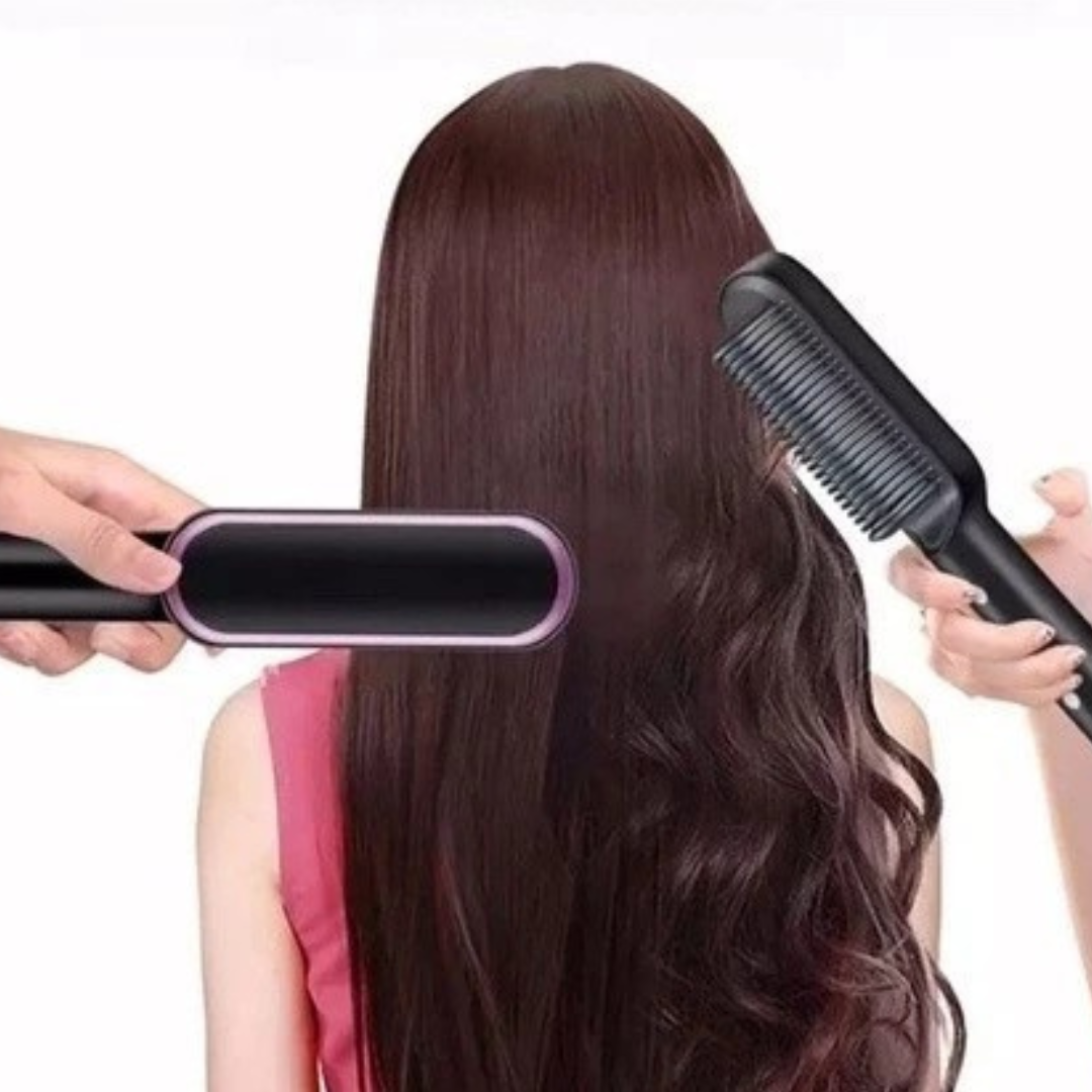 Escova Alisadora, 5 em 1 - Alisa, Hidrata, Modela, Alinha e Anti-Frizz