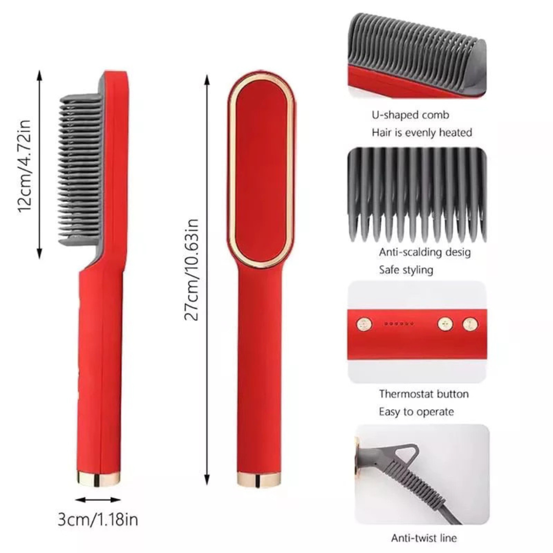 Escova Alisadora, 5 em 1 - Alisa, Hidrata, Modela, Alinha e Anti-Frizz