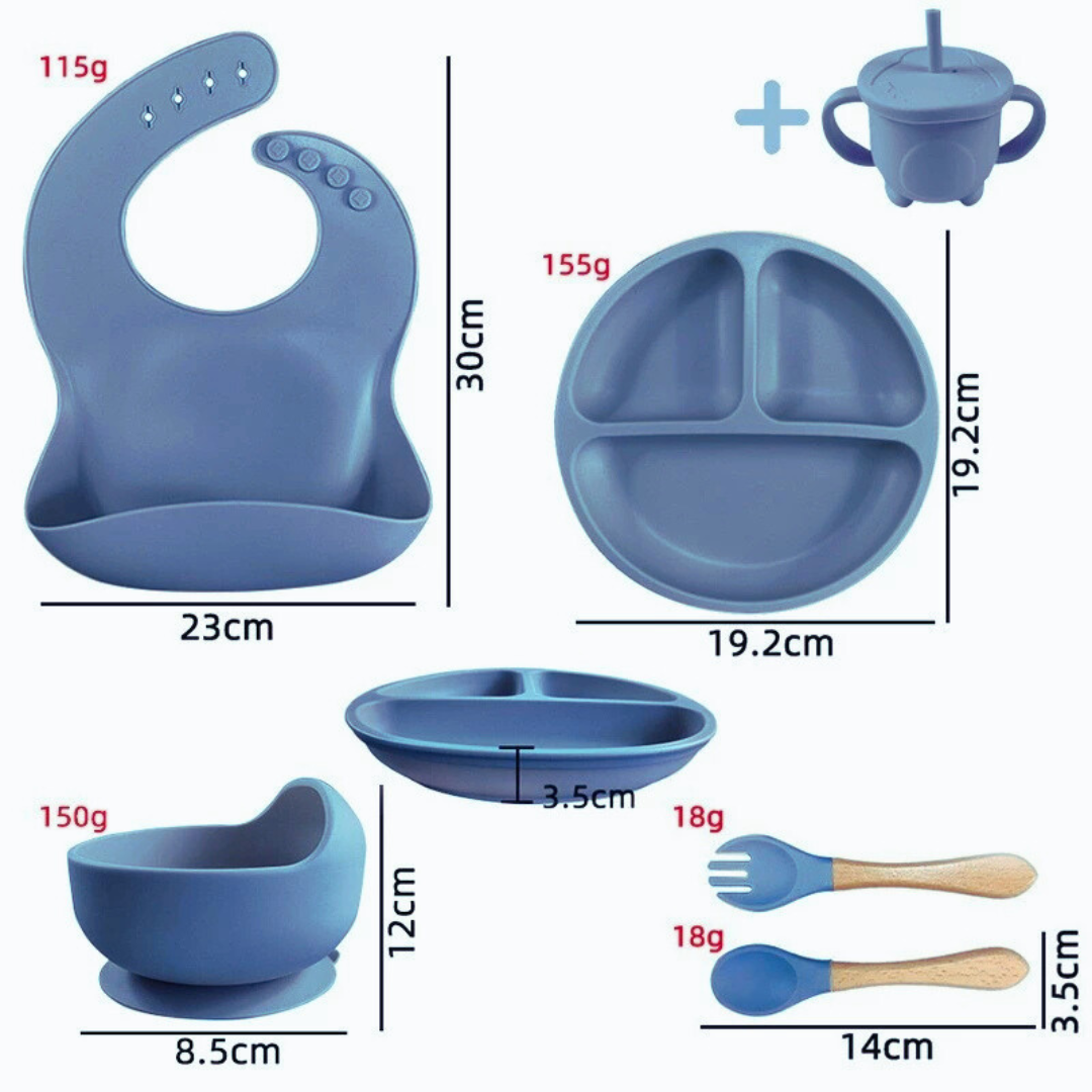 kit 8 Peças de Silicone para Alimentação de Bebês