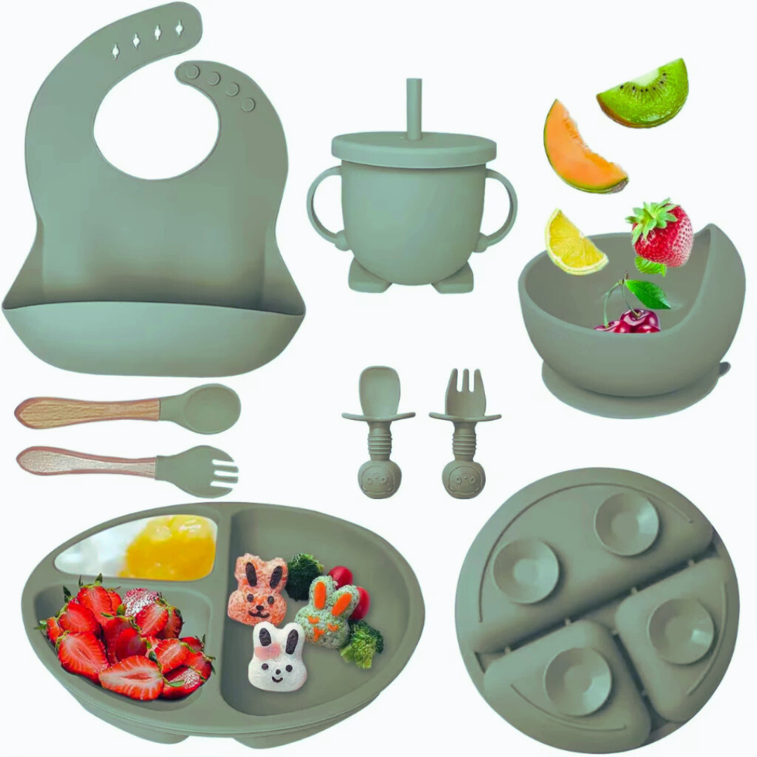 kit 8 Peças de Silicone para Alimentação de Bebês