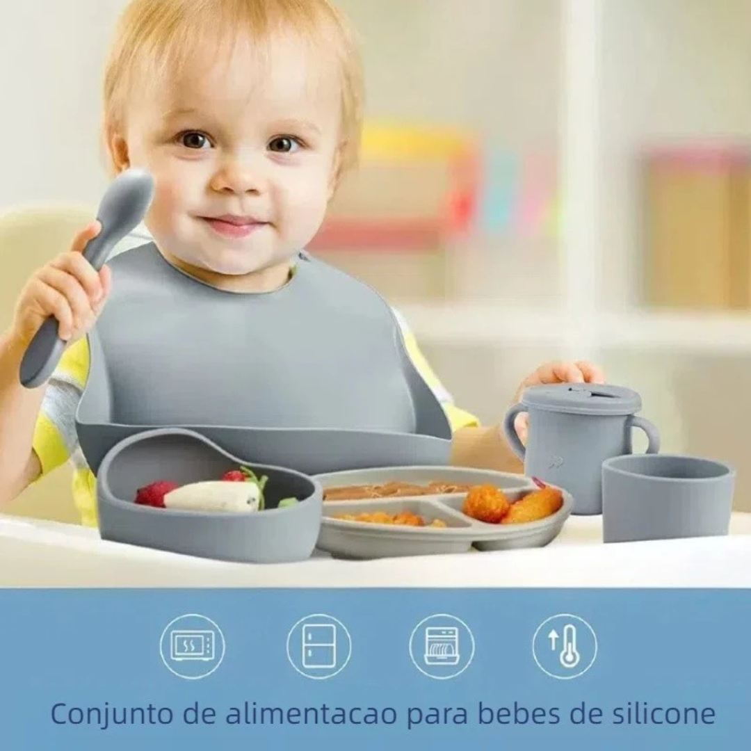 kit 8 Peças de Silicone para Alimentação de Bebês