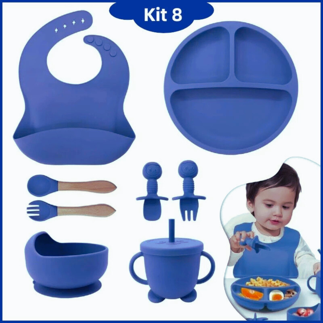 kit 8 Peças de Silicone para Alimentação de Bebês