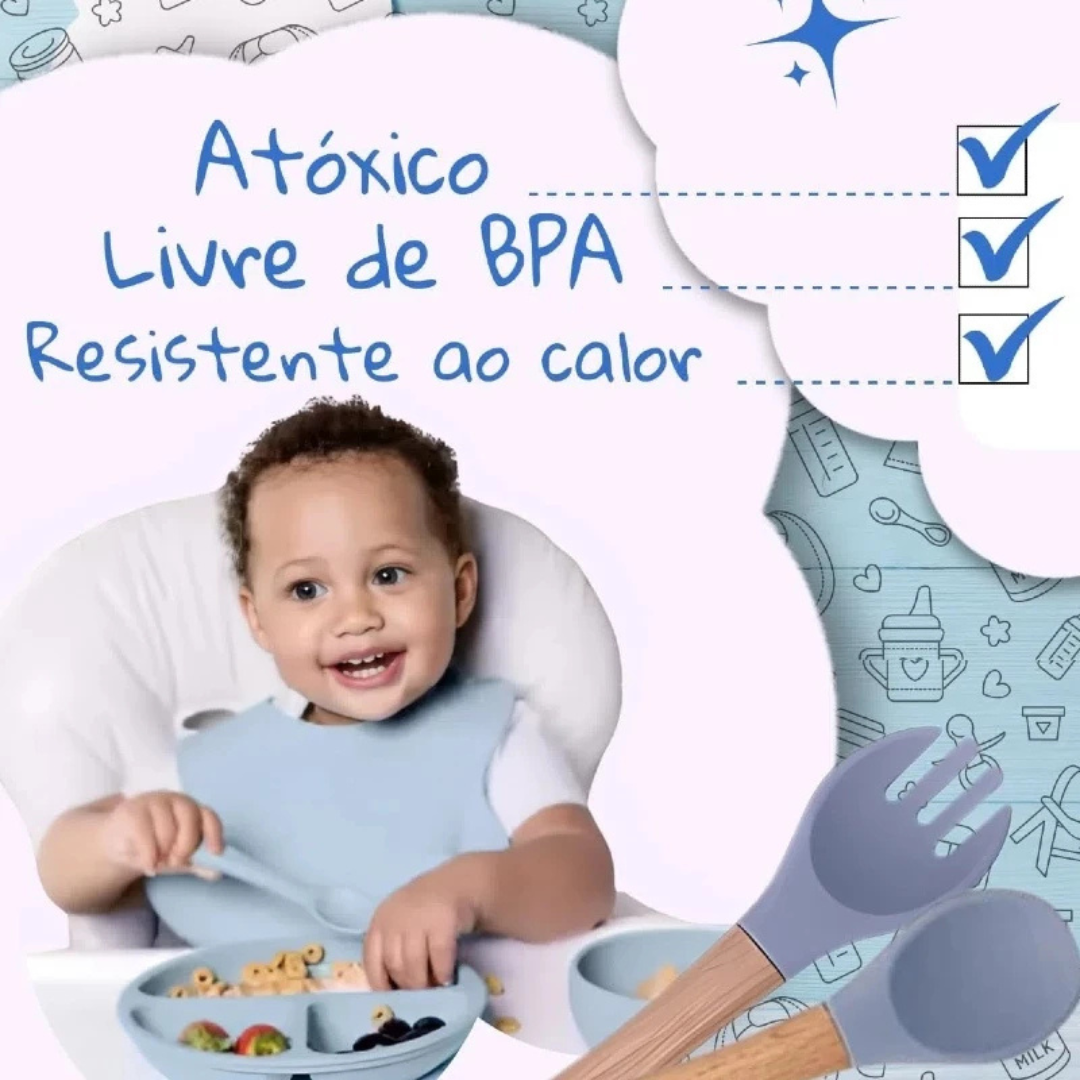 kit 8 Peças de Silicone para Alimentação de Bebês