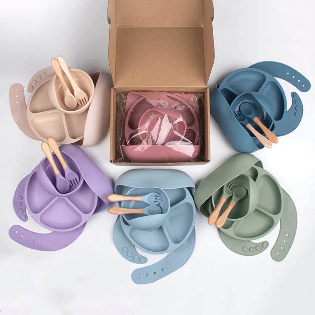 kit 8 Peças de Silicone para Alimentação de Bebês