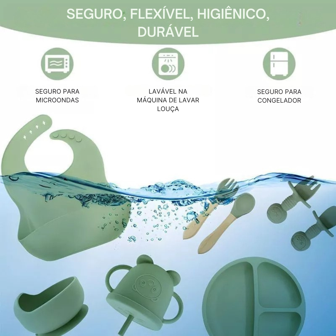 kit 8 Peças de Silicone para Alimentação de Bebês