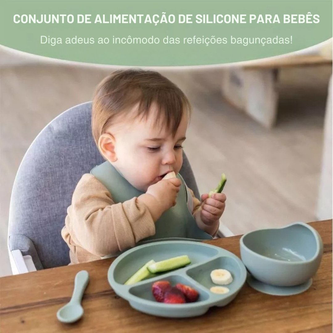 kit 8 Peças de Silicone para Alimentação de Bebês