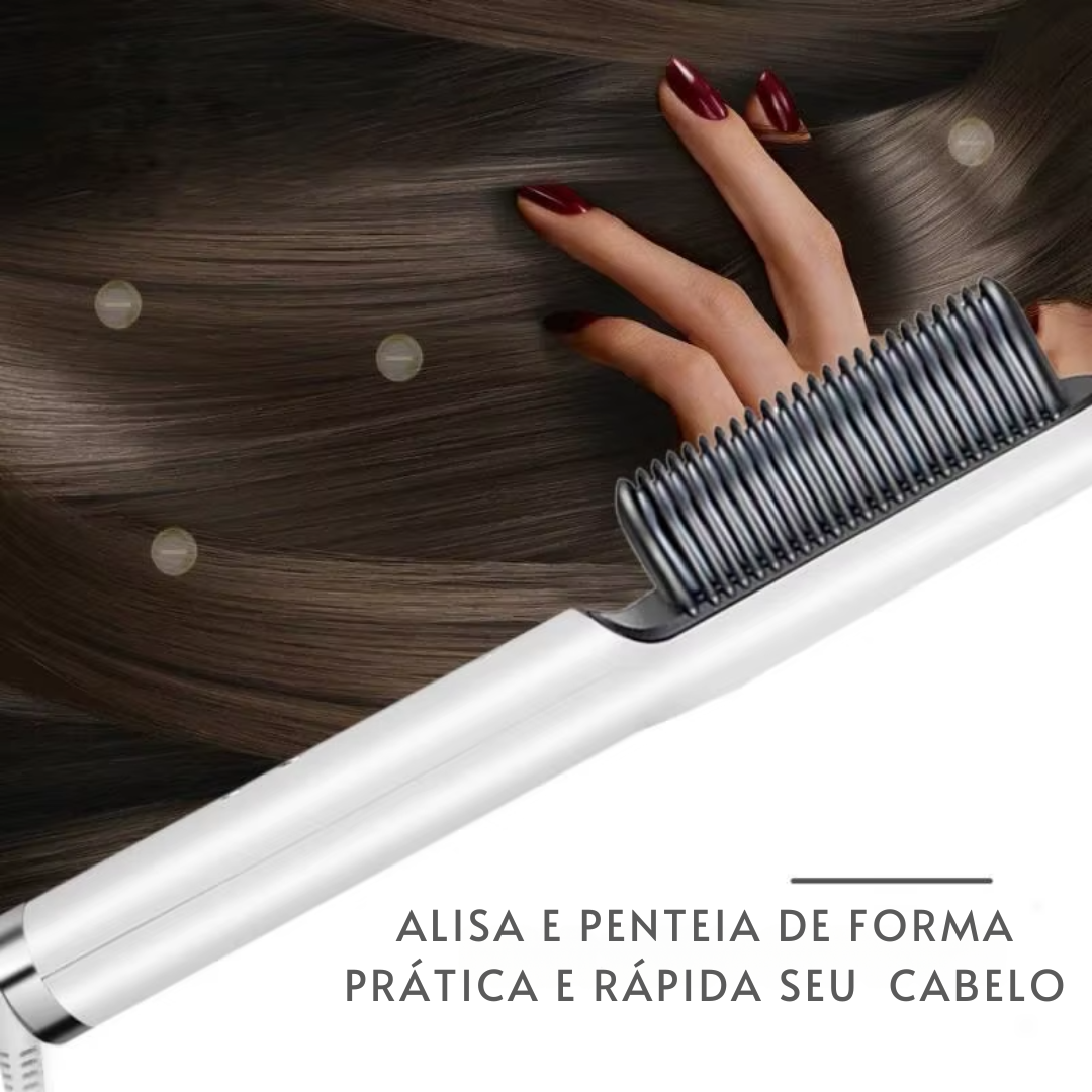 Escova Alisadora, 5 em 1 - Alisa, Hidrata, Modela, Alinha e Anti-Frizz