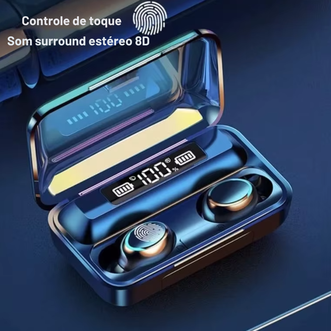 Fone De Ouvido, Sem Fio, Áudio Premium - Carregador com Led