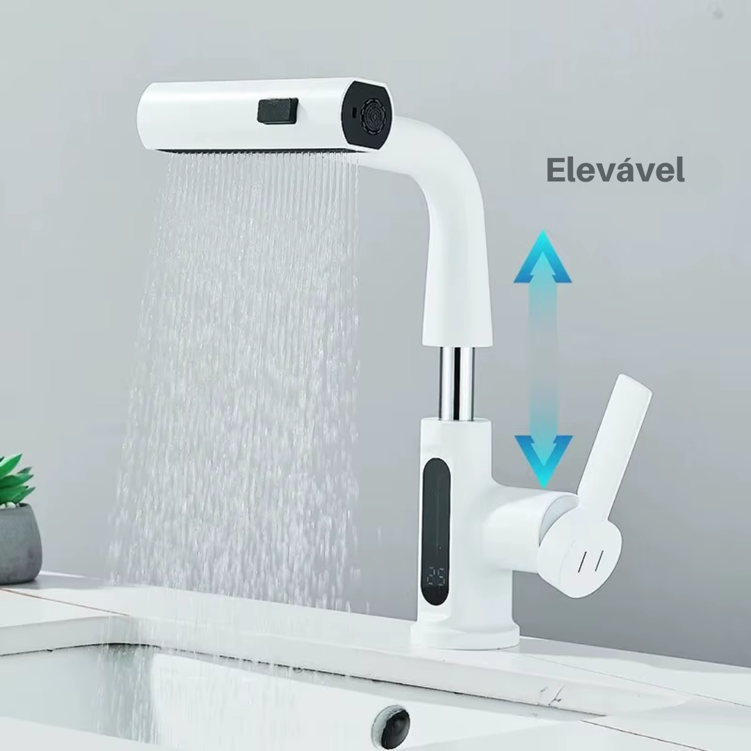 Torneira, com Misturador e Pulverizador para pia com agua quente e fria - Possui display digital