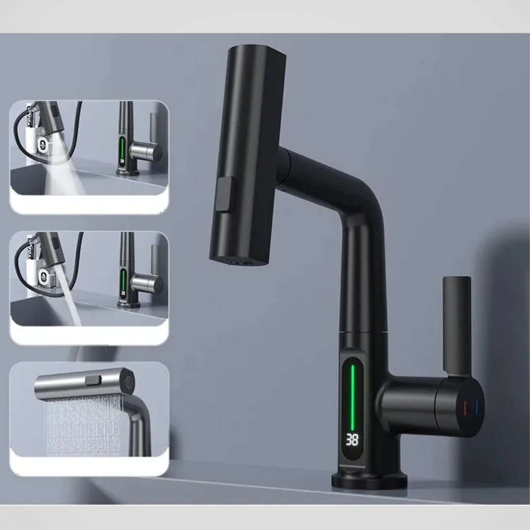 Torneira, com Misturador e Pulverizador para pia com agua quente e fria - Possui display digital