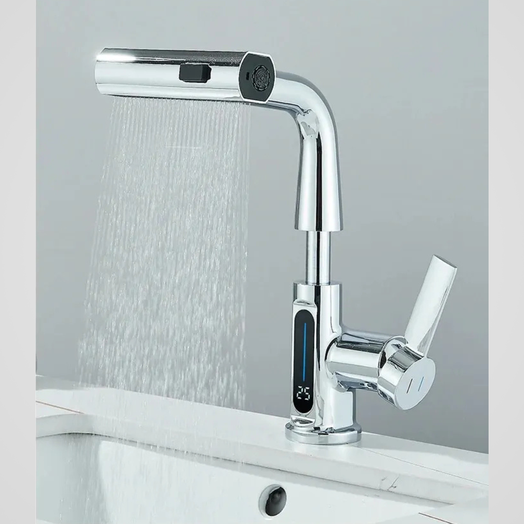 Torneira, com Misturador e Pulverizador para pia com agua quente e fria - Possui display digital