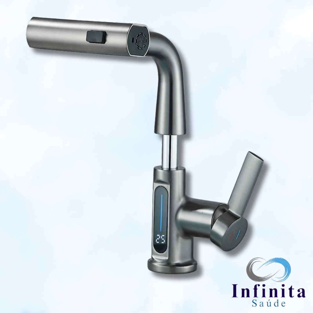 Torneira, com Misturador e Pulverizador para pia com agua quente e fria - Possui display digital