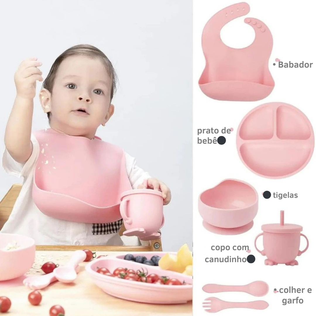kit 8 Peças de Silicone para Alimentação de Bebês