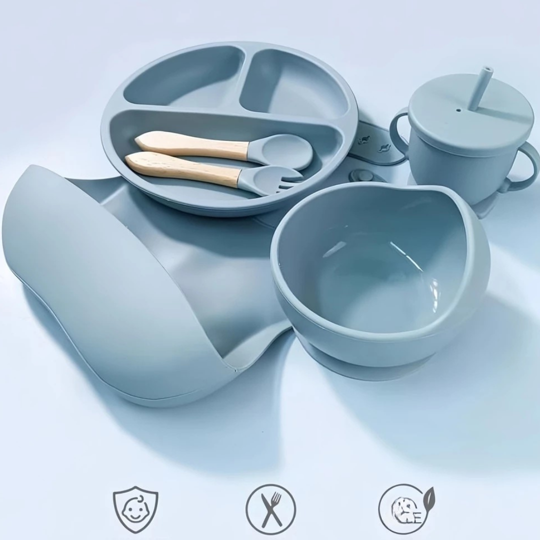 kit 8 Peças de Silicone para Alimentação de Bebês