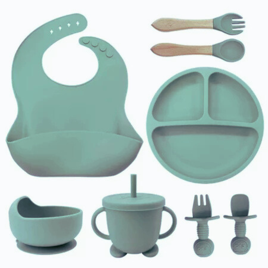 kit 8 Peças de Silicone para Alimentação de Bebês