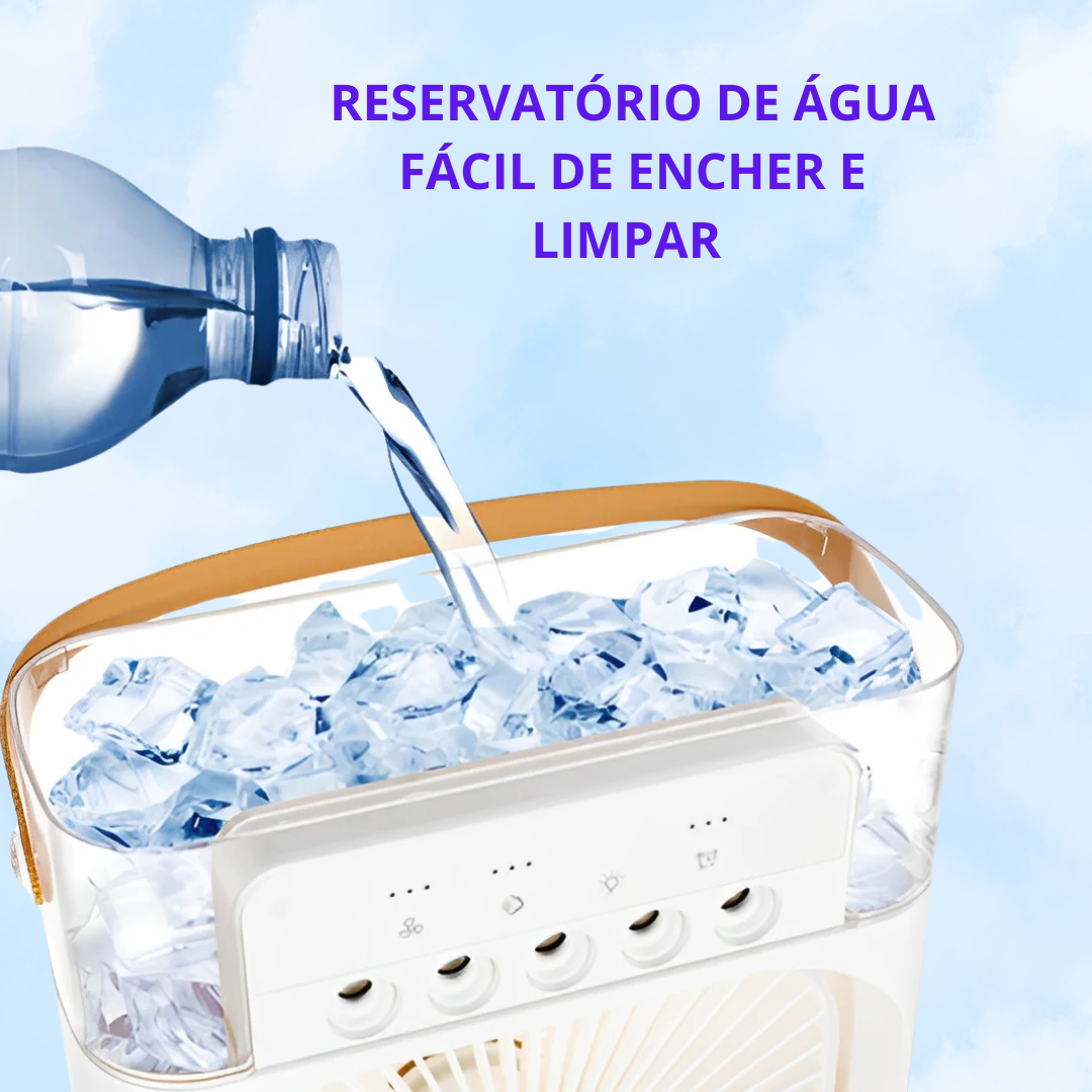 Ventilador, Umidificador de Ar - Portátil, Com Led e Reservatório de Água Embutido