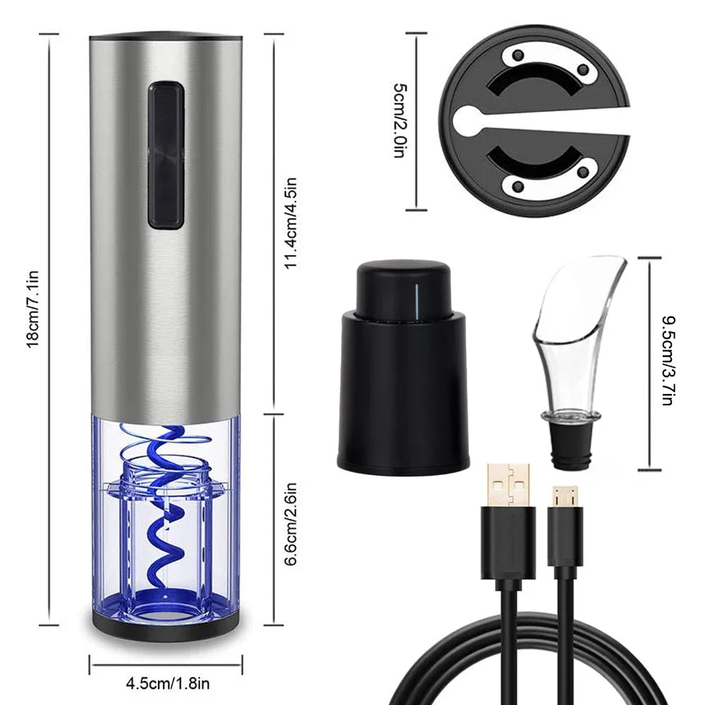 Conjunto: Abridor de Vinho Eletrico, 4-em-1