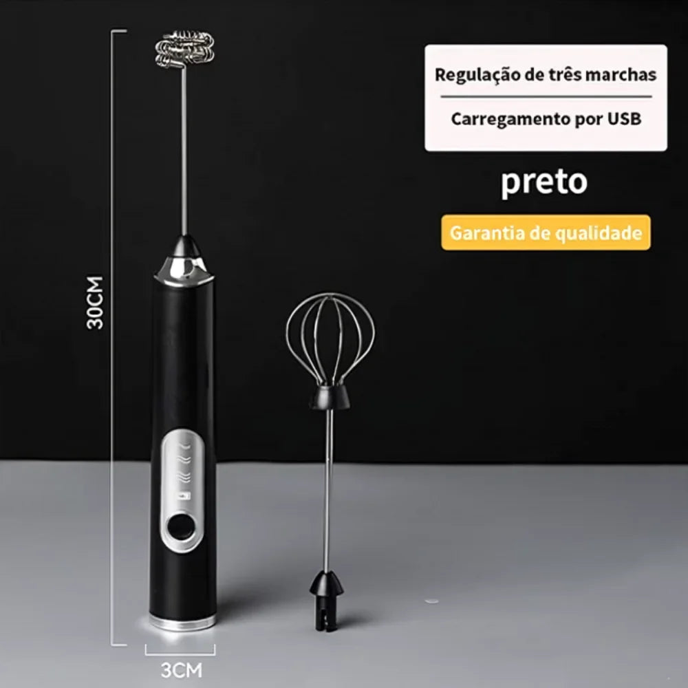 Misturador Elétrico para Bebidas: Whey, Leite, Café, Claras de Ovo.