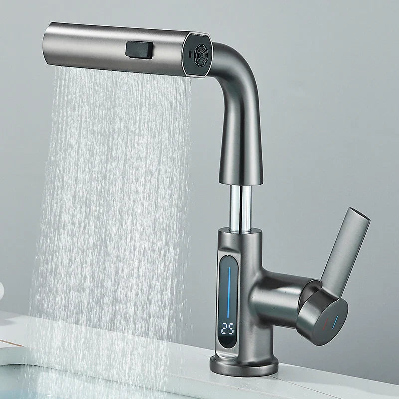 Torneira, com Misturador e Pulverizador para pia com agua quente e fria - Possui display digital