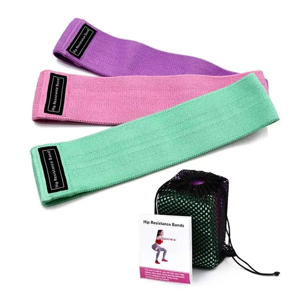 Kit 3 Faixas Elástica de Resistência para Yoga, Pilates e Treino Academia