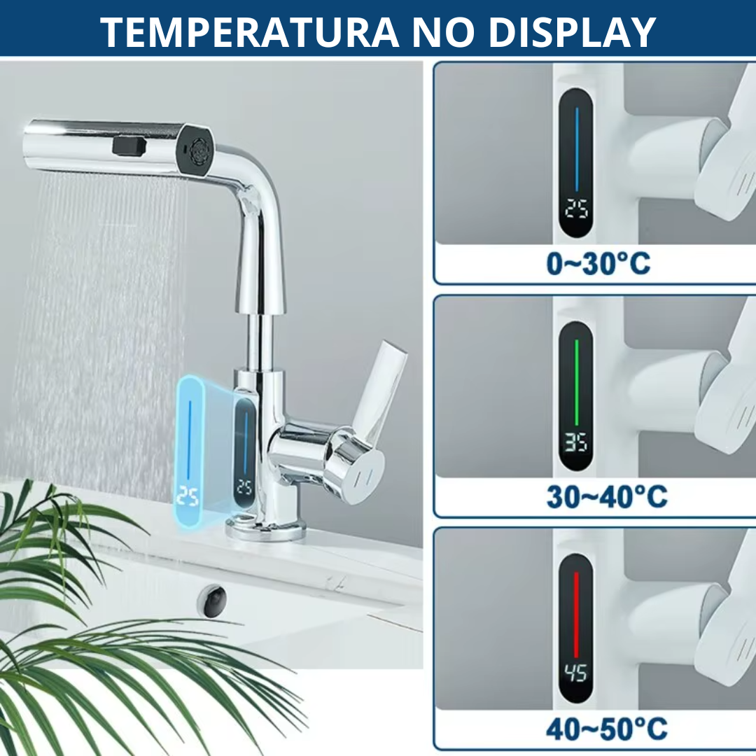 Torneira, com Misturador e Pulverizador para pia com agua quente e fria - Possui display digital