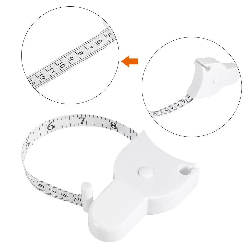 Fita Métrica de Medição Corporal 150cm Retrátil e Portátil para Academias, Fitness, Nutricionista e Esportistas